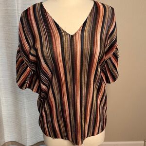Elegant Multicolor Striped V-Neck Blouse